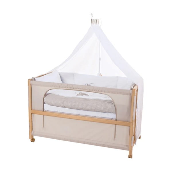Dječji krevet na kotačićima/s baldihanom 60x120 cm u prirodnoj boji Liebhabär – Roba-image-1