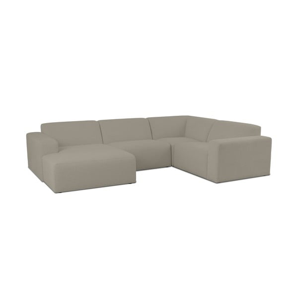 Svjetlo smeđa kutna garnitura od bouclé tkanine (u obliku slova "U") Roxy – Scandic-image-1