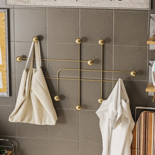Metalna zidna vješalica u zlatnoj boji Dama – Kalune Design-image-3