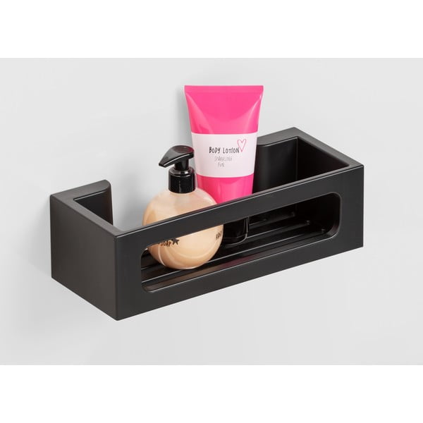Crna plastična samoljepljiva kupaonska polica Bralia – Wenko-image-1