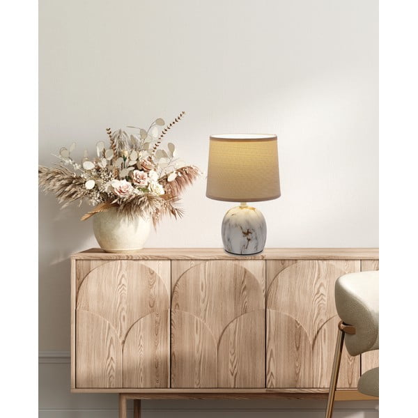 Krem stolna lampa s tekstilnim sjenilom (visina 25 cm) Adelina – Candellux Lighting-image-1