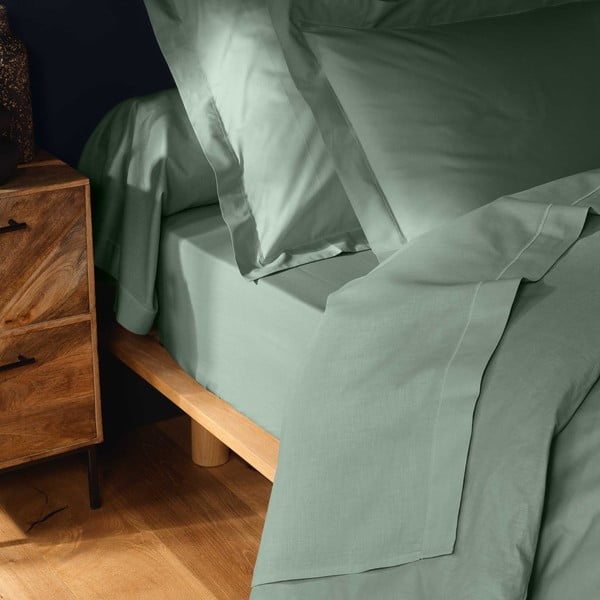 Svijetlo zelena pamučna plahta s gumom 160x200 cm Lina – douceur d'intérieur-image-2