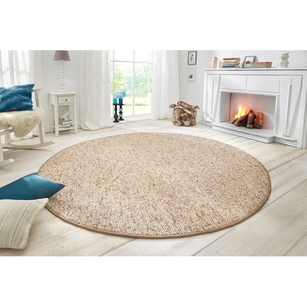 Svjetlo smeđi okrugli tepih ø 200 cm Wolly – BT Carpet-image-1