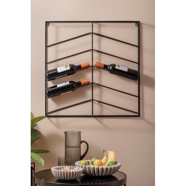 Crni zidni metalni držač za boce vina broj boca 10 kom 67x66x7,5 cm Cuadro – PT LIVING-image-1