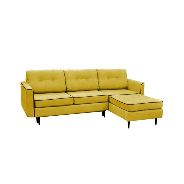Žuti kauč na razvlačenje s crnim nogama Mazzini Sofas Dragonfly, desni kut-image-3