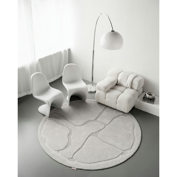 Svijetlo sivi vunen okrugao tepih ø 133 cm Morphic Organica – Agnella-image-1