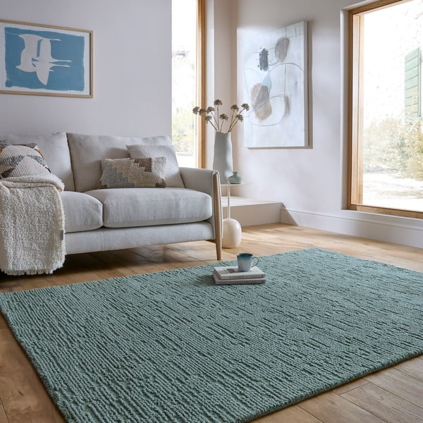 Prljavo plavi ručno rađen vunen tepih 160x230 cm Harris Boucle – Flair Rugs-image-1