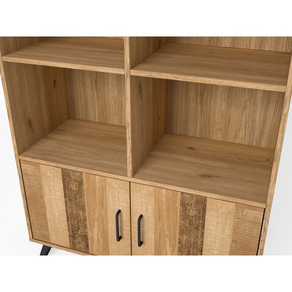 Polica za knjige u dekoru hrasta u prirodnoj boji 92x160 cm Nordic - Marckeric-image-1