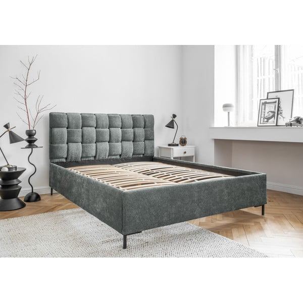 Prljavo zeleni tapecirani bračni krevet s podnicom 140x200 cm Eve – Miuform-image-4