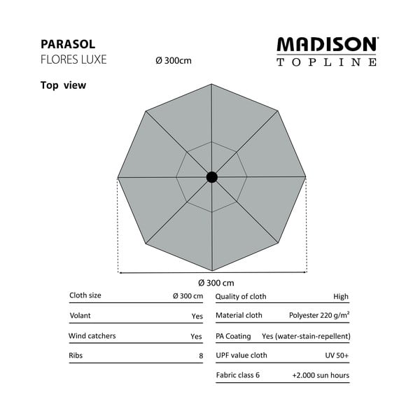 Plavi suncobran ø 300 cm Flores - Madison-image-2