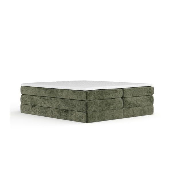 Tamno zeleni boxspring krevet s prostorom za odlaganje/bez uzglavlja 160x200 cm Juniper – Maison de Rêve