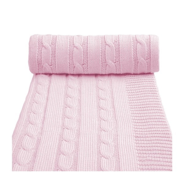Ružičasta pletena dječja deka s udjelom pamuka T-TOMI Spring, 80 x 100 cm