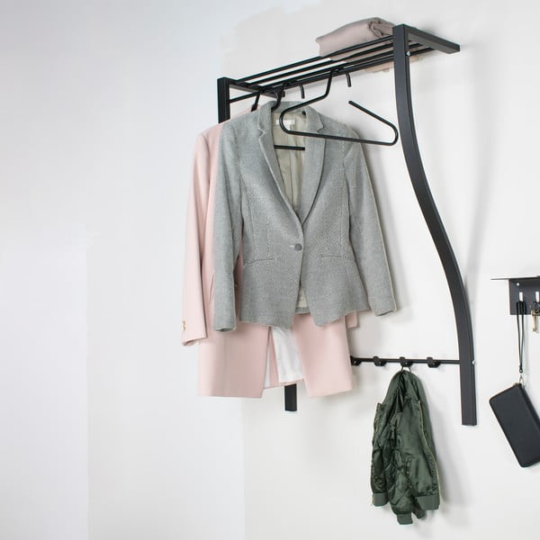 Crna metalna zidna vješalica s policom 75 cm Carve – Spinder Design-image-4