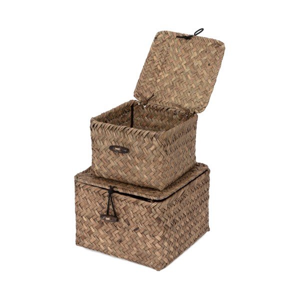 Set od 2 tamno smeđe košare za pohranu od trske Compactor Lidwhite-image-2