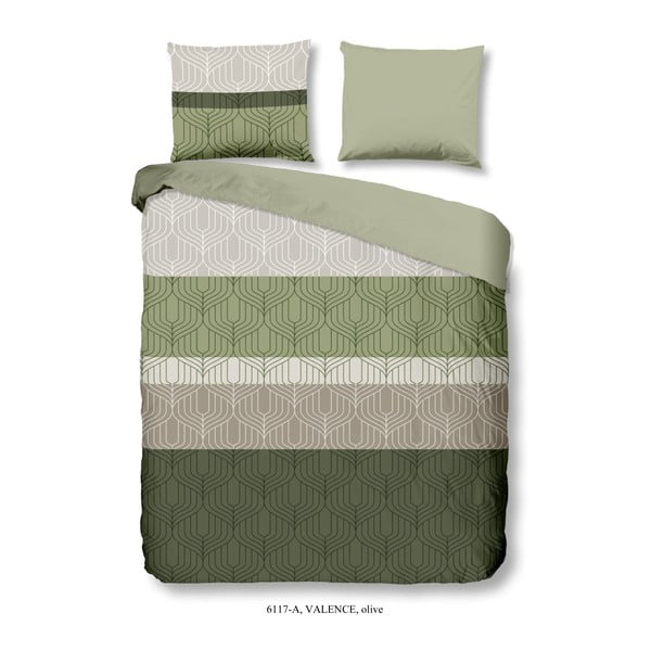 Zelena posteljina za bračni krevet od pamuka Good Morning Valence, 200 x 200 cm