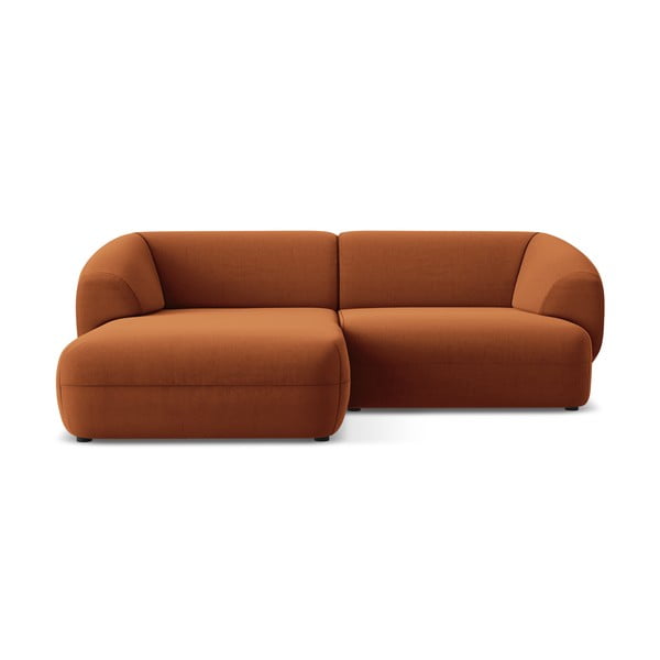 Narančasta baršunasti kutna garnitura (s lijevim kutom) Moana – Makamii