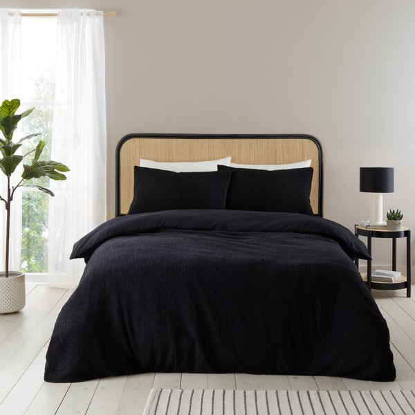 Crna posteljina za bračni krevet/za produženi krevet od boucle tkanine 230x220 cm Cosy – Catherine Lansfield