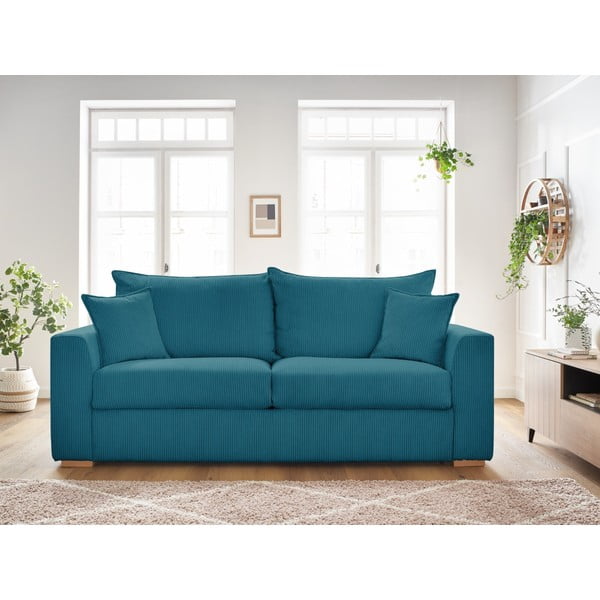 Plava sklopiva sofa od samta 225 cm Augustin – Bobochic Paris-image-1