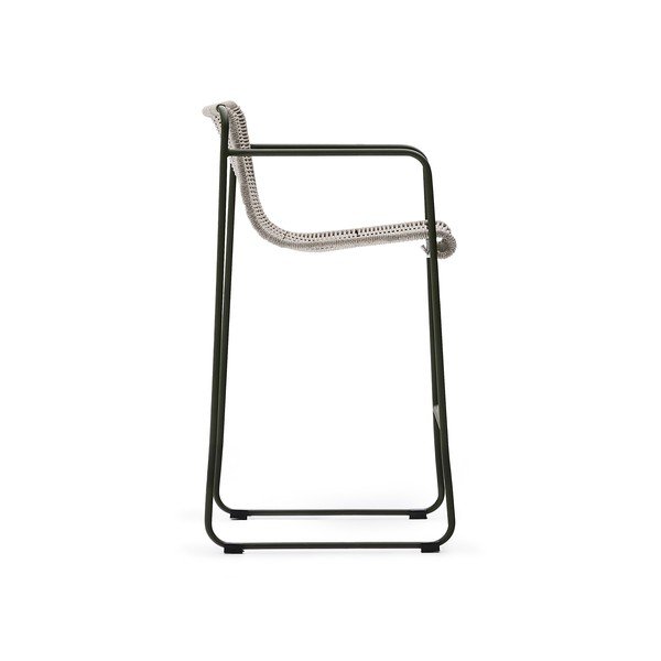 Prljavo zelena metalna vrtna barska stolica Maurina – Kave Home-image-3