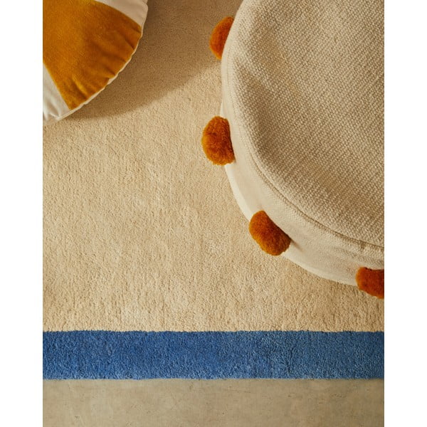 Plavi/bež pamučan tepih 90x150 cm Nalim – Kave Home-image-1