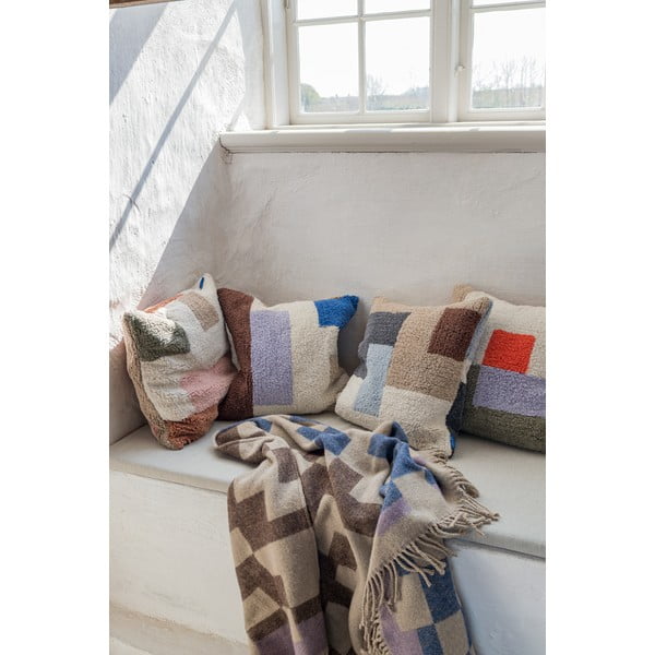 Plava/smeđa deka od mješavine vune 130x190 cm Maze – Mette Ditmer Denmark-image-1