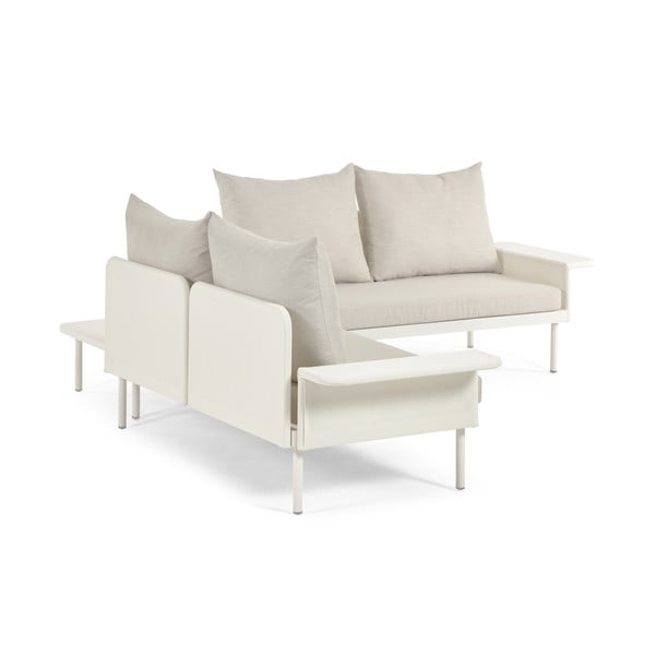 Bijela aluminijska vrtna kutna garnitura sa stolom Kave Home Zaltana-image-3