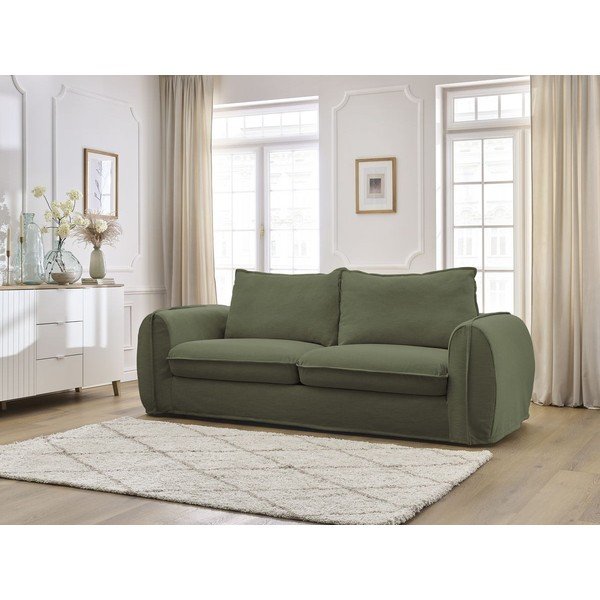 Zelena sofa za spavanje/sklopiva 216 cm Archimede – Bobochic Paris-image-1