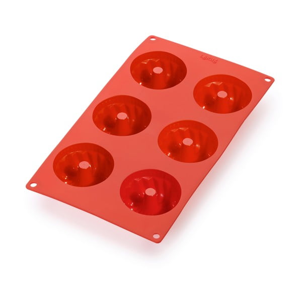 Crveni silikonski kalup za 6 mini kuglofa Lékué