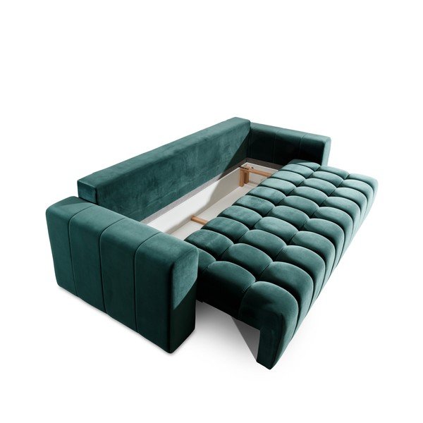 Tamno zelena baršunasti sklopiva/s prostorom za odlaganje sofa 247 cm Lazaro – ELTAP-image-3