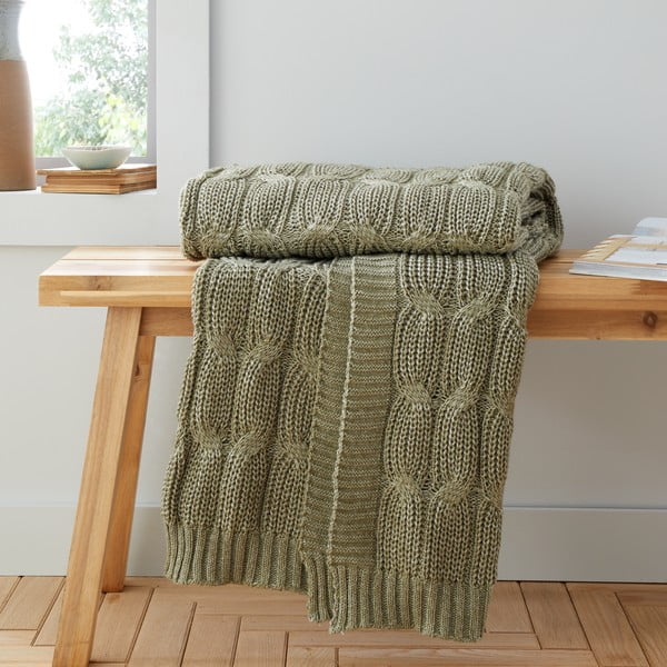 Zelena pletena deka 130x170 cm Chunky Marl Knit – Catherine Lansfield