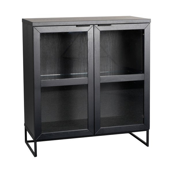 Crna vitrina od hrastovog drveta 95x105 cm Everett - Rowico-image-2