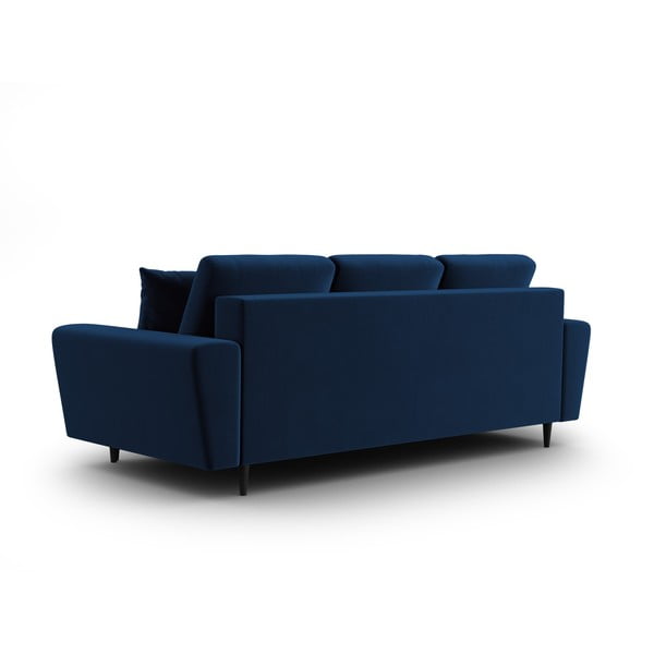 Plava baršunasti sklopiva/s prostorom za odlaganje sofa 235 cm Kyoto – Cosmopolitan Design-image-3