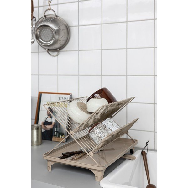 Bež dvoetažan ocjeđivač za posuđe 42x29 cm Dry-It – Mette Ditmer Denmark-image-1
