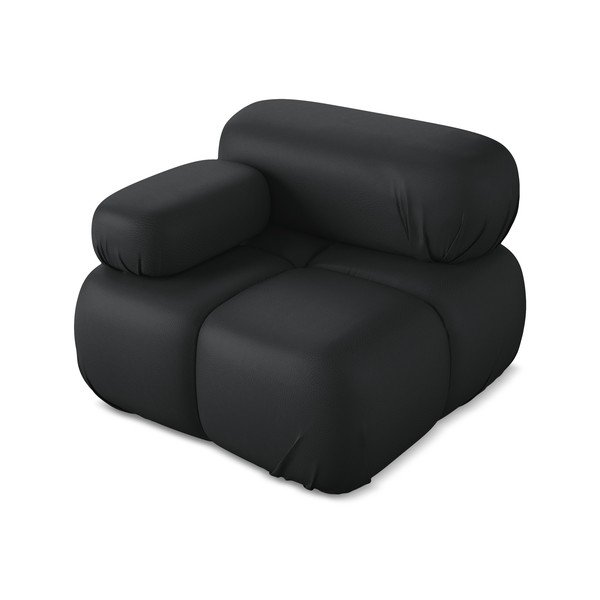Crna modularna sjedeća garnitura od imitacije kože (s lijevim kutom) Lokua – Makamii-image-2