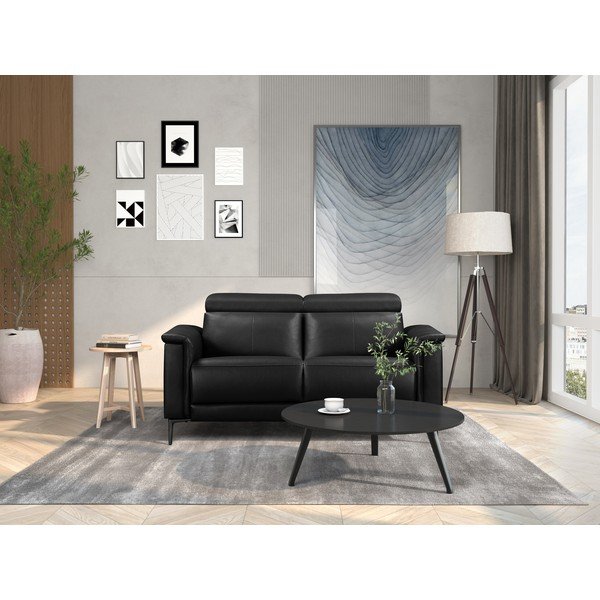 Crna sofa od imitacije kože 160 cm Lund – Støraa-image-1