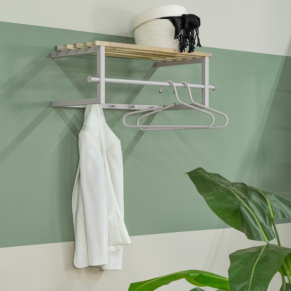 Metalna zidna vješalica u prirodnoj boji/smeđe-siva s policom 76 cm Marco – Spinder Design-image-4