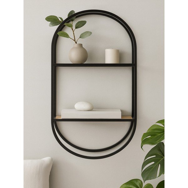 Crna/u prirodnoj boji metalna polica s više razina 35 cm Mataram – Premier Housewares-image-2