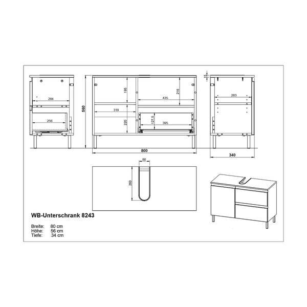 Bijeli ormarić ispod umivaonika 80x56 cm Salinas - Germania-image-4