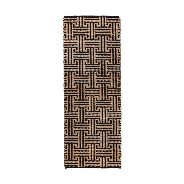 Crna/u prirodnoj boji ručno rađena staza od mješavine jute 80x230 cm Meander Jute – Flair Rugs