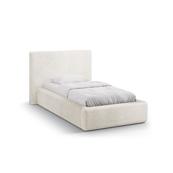 Krem tapecirani krevet s prostorom za odlaganje s podnicom 90x200 cm Amy – Micadoni 