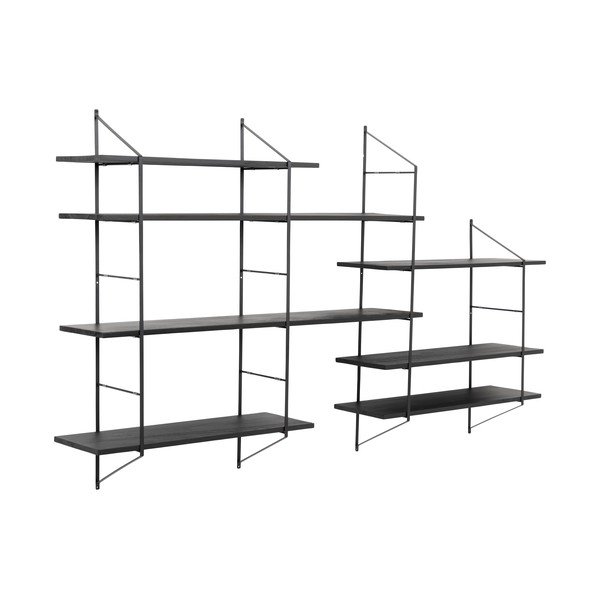 Crna polica s više razina od masivne paulovnije 196 cm Belfast – Actona-image-2