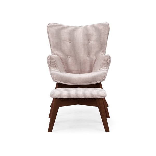 Svijetlo ružičasta fotelja s naslonjačem za noge od samta Niko – Ropez-image-3