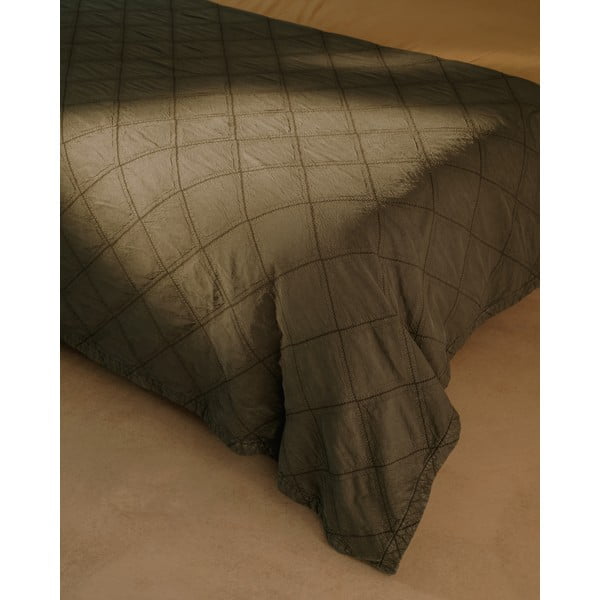 Zeleni pamučan prošiven prekrivač 180x260 cm Serla – Kave Home-image-1