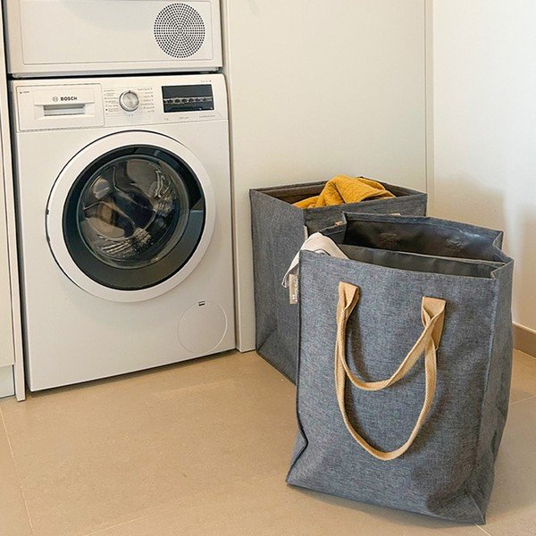 Siva tekstilna košara za rublje 71 l Laundry Hub Tweed duplo – Rolser-image-1