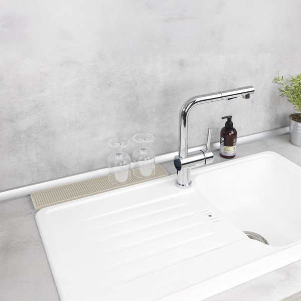 Bež plastična podloga za ocjeđivanje posuđa 42x8 cm Slim – Wenko-image-3