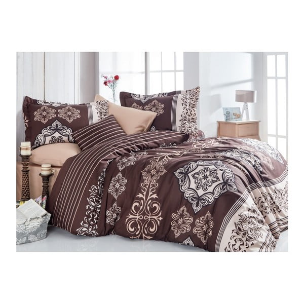 Pamučna satenska posteljina s bračnim krevetom Charme Crema, 200 x 220 cm