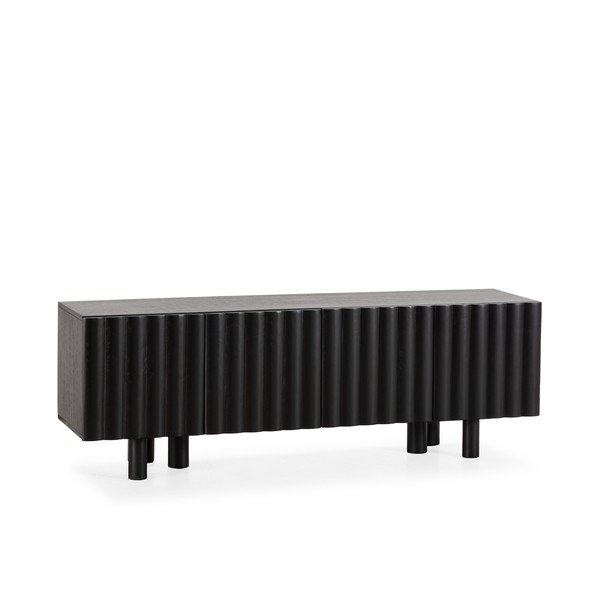 Crna TV komoda od masivnog manga 160x55x40 cm Tamira – MOME