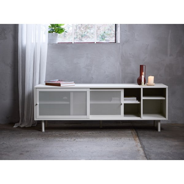 Siva metalna TV komoda 160x55x45 cm Veep – Unique Furniture-image-1