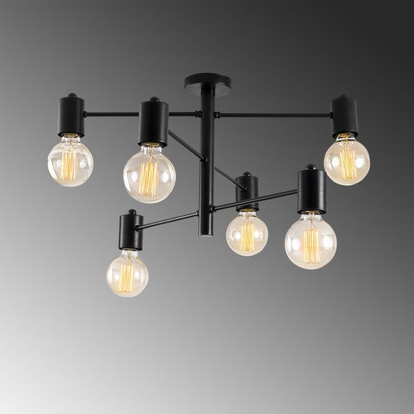 Crna stropna svjetiljka za 6 žarulja Opviq lights Hexa-image-1