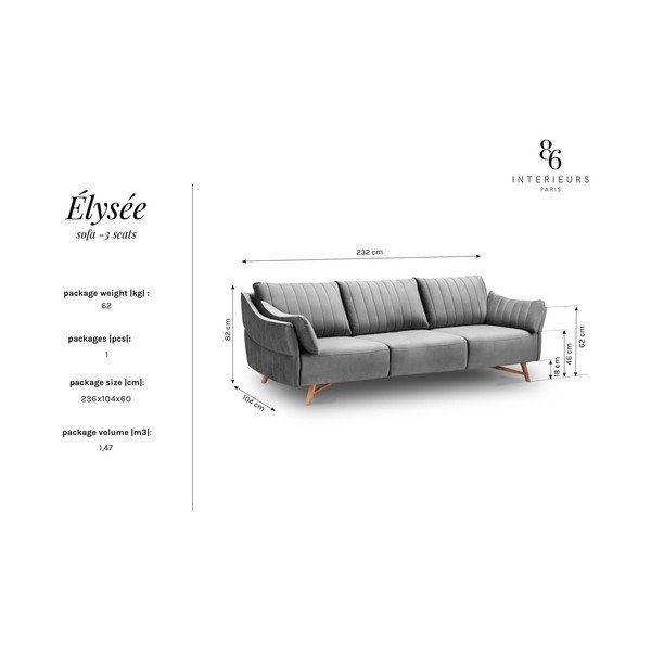 Kauč od žutog baršuna Interieurs 86 Elysée, 232 cm-image-2